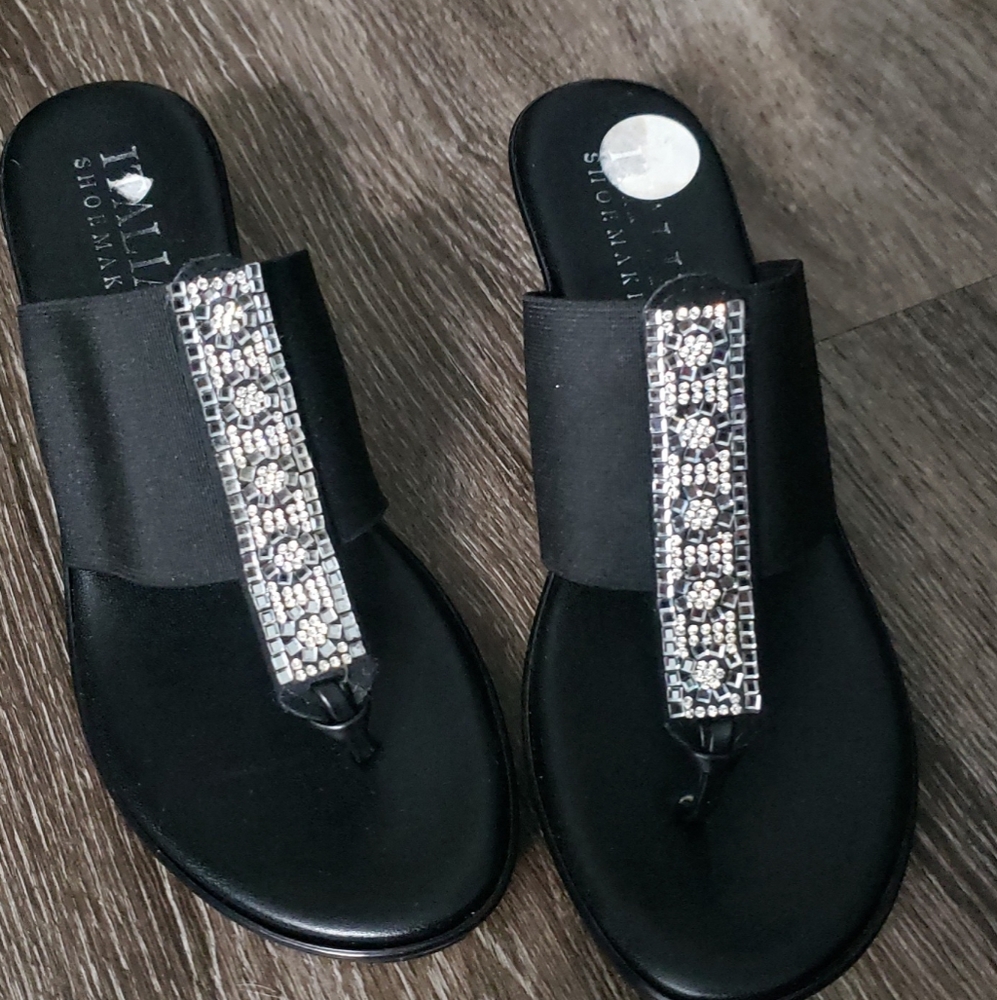 Black slip on wedges